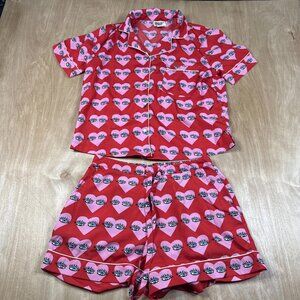 Bouffants & Broken Hearts Women's Pajamas Shorts & Top Relaxed Comfort Size Smal